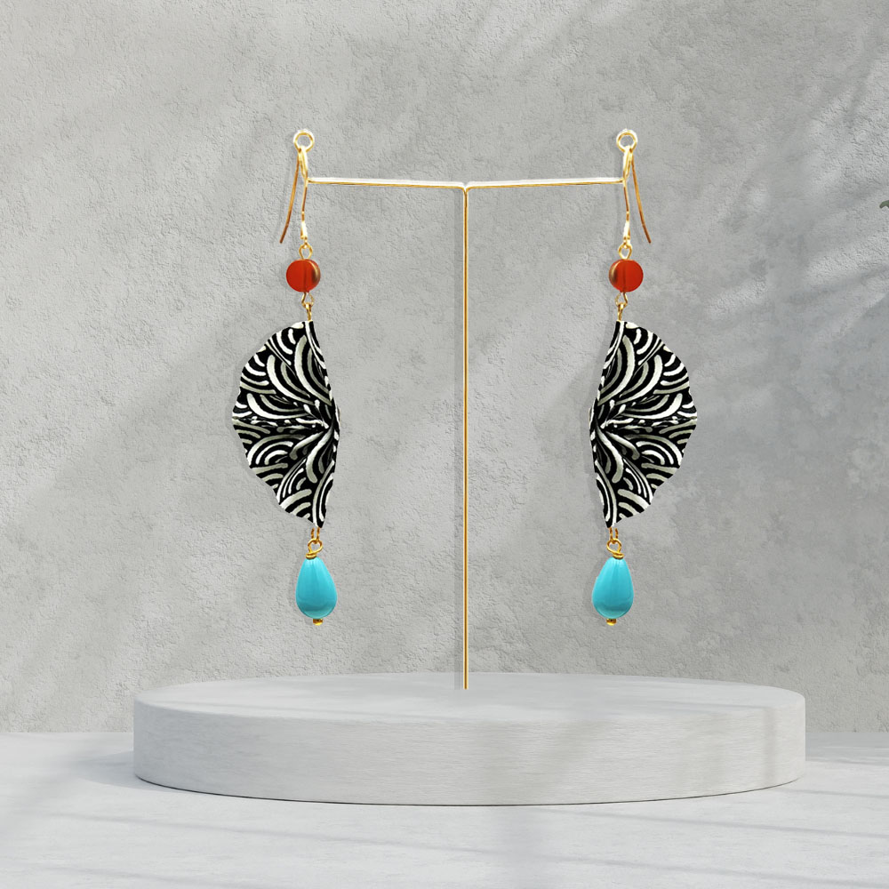 Mosaic Vertical Origami Fan Earrings