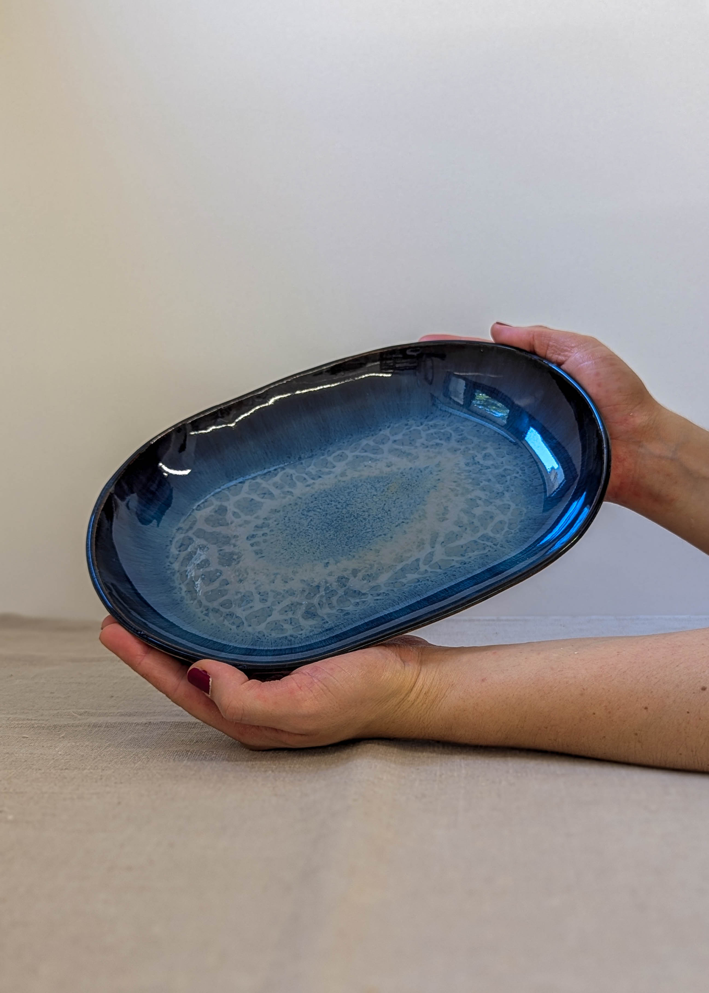 Ceramic oval platter - seafoam