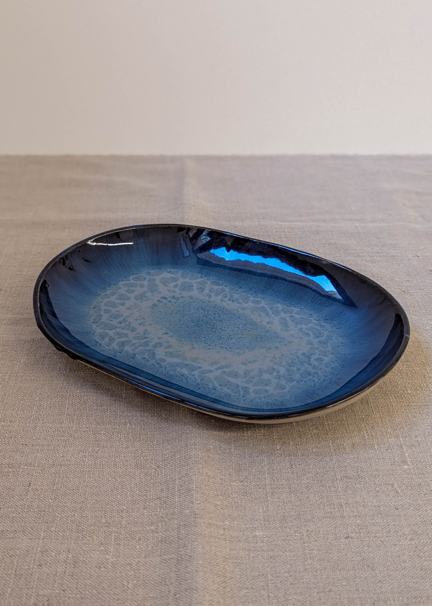 Ceramic oval platter - seafoam