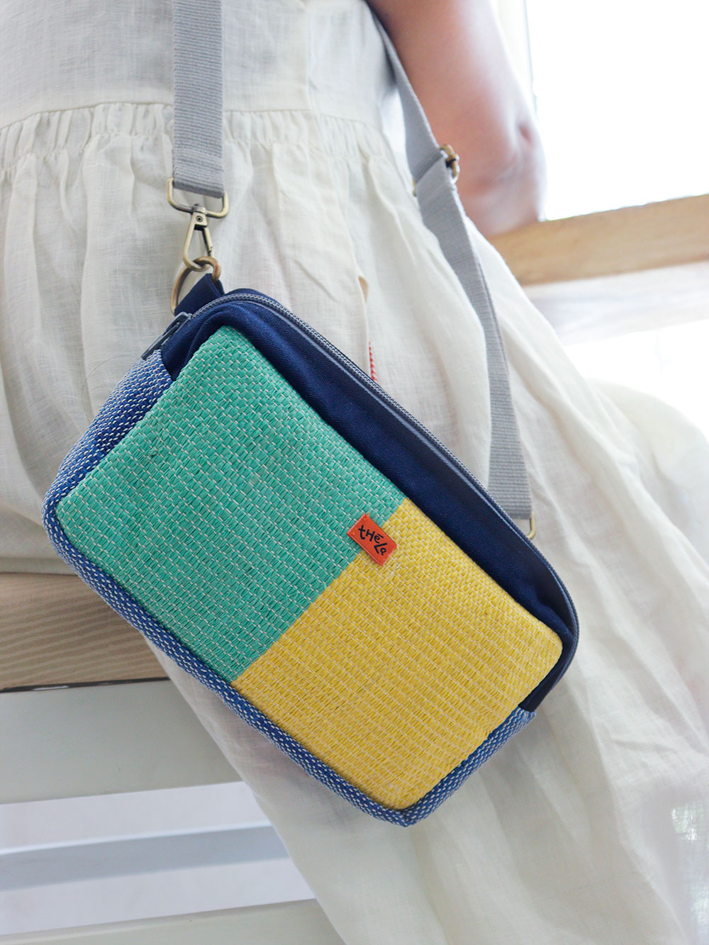 Handcrafted Box Crossbody in Yellow & Green