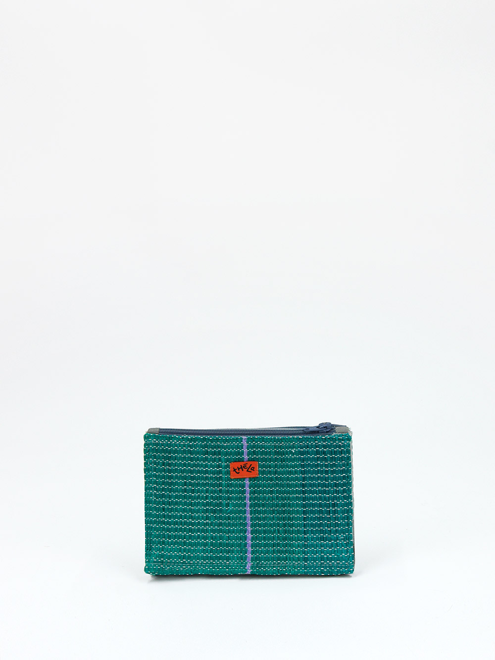 Green Handcrafted Wallet with Two Zipped Pockets