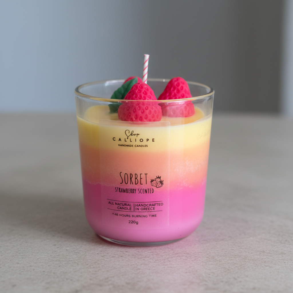 Sorbet / Φράουλα – Χειροποίητο Αρωματικό Κερί Σόγιας