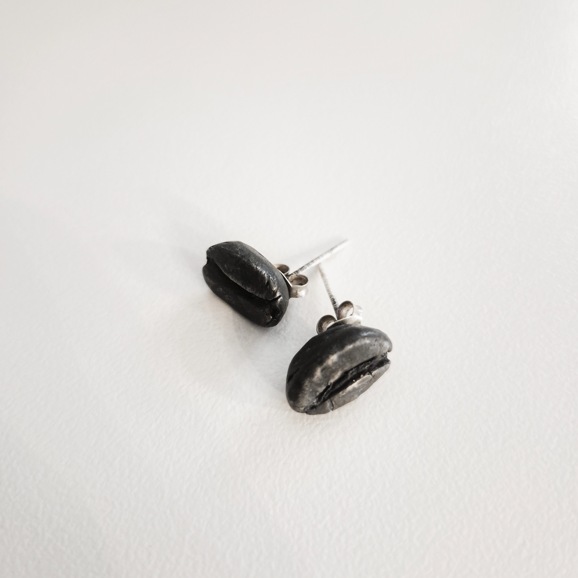Coffee Bean Sterling Silver Stud Earrings