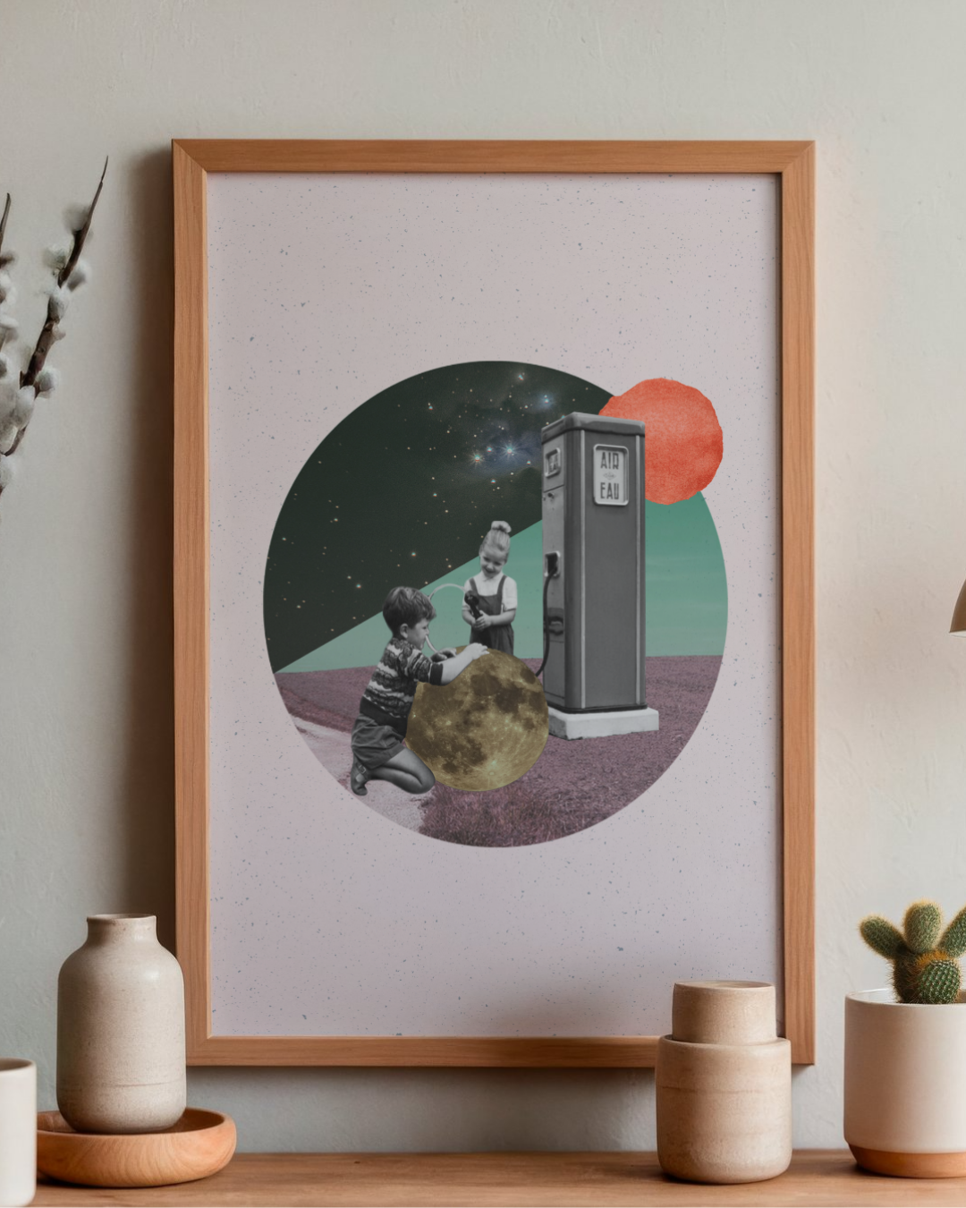 Cosmic Refuel | Surreal Collage Art Print 