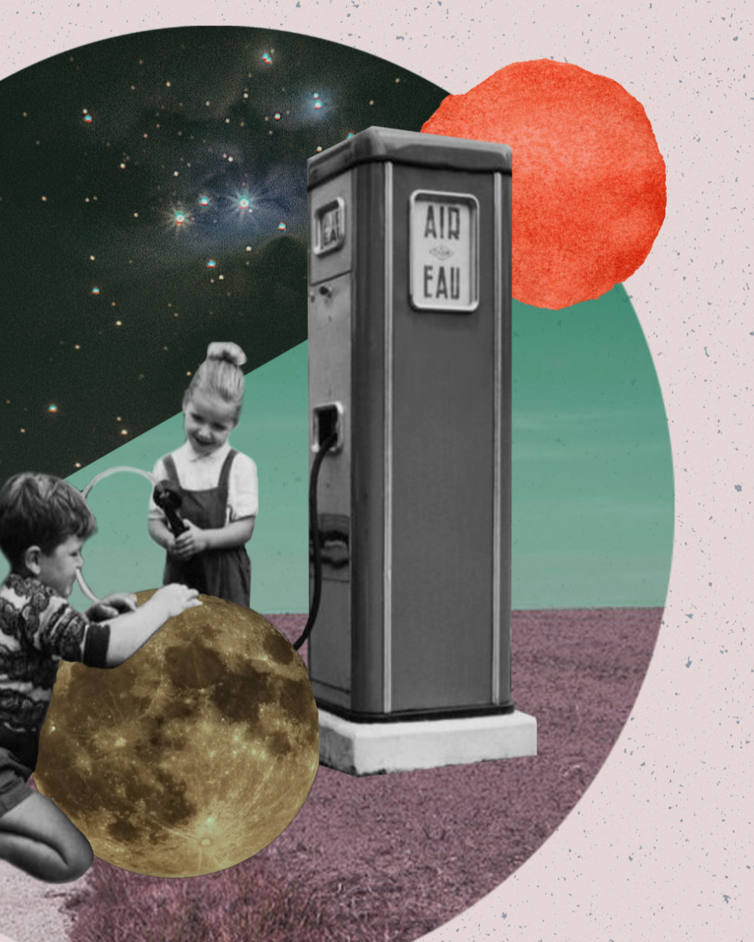 Cosmic Refuel | Surreal Collage Art Print 