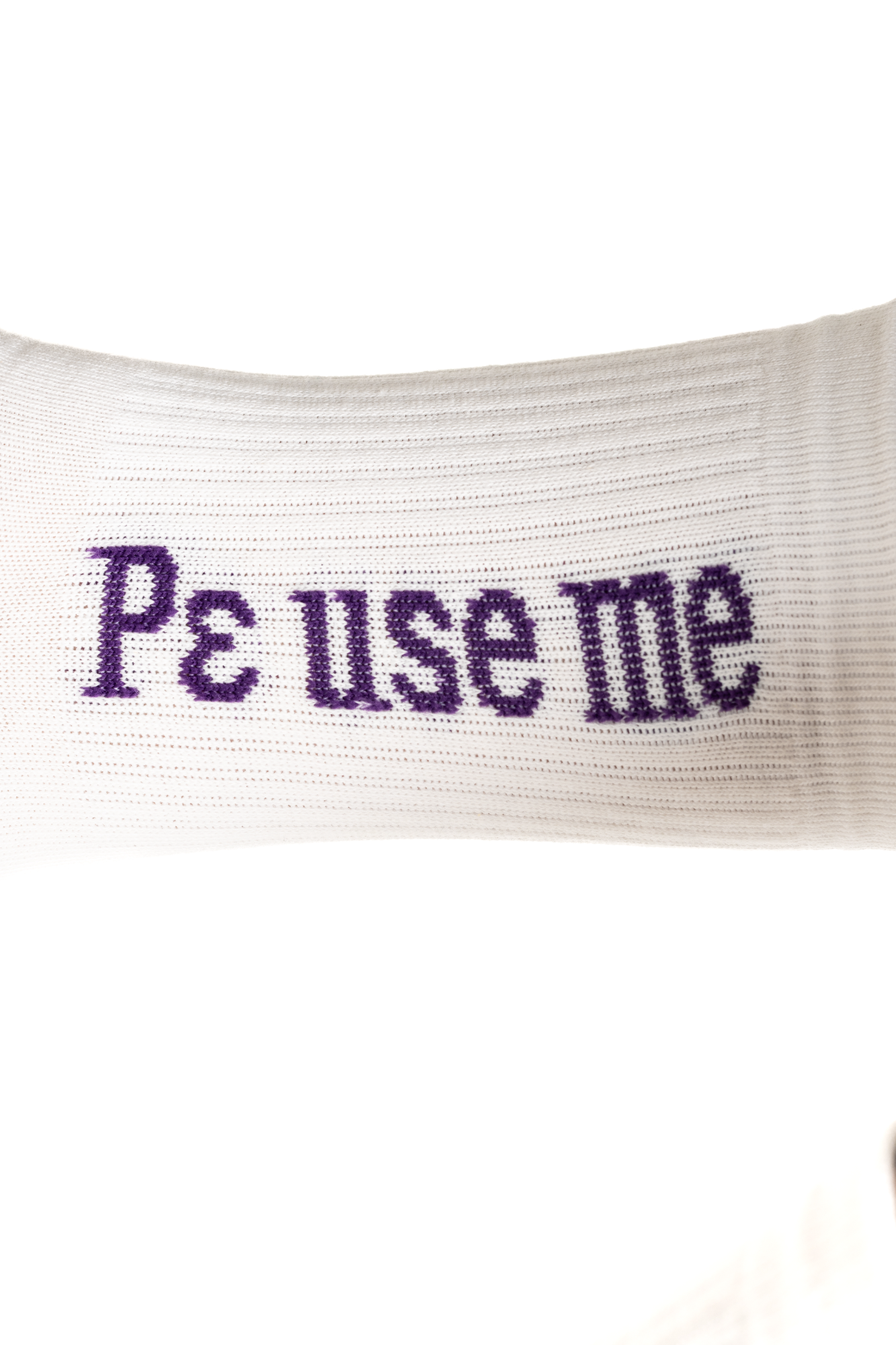 Ρε use me - Sock with Purple Text