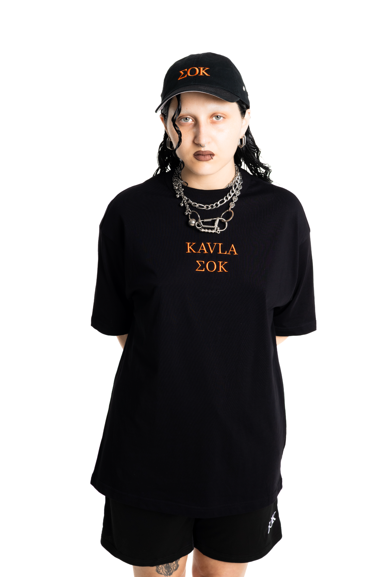 KAVLA ΣΟΚ T-shirt - Black with Orange