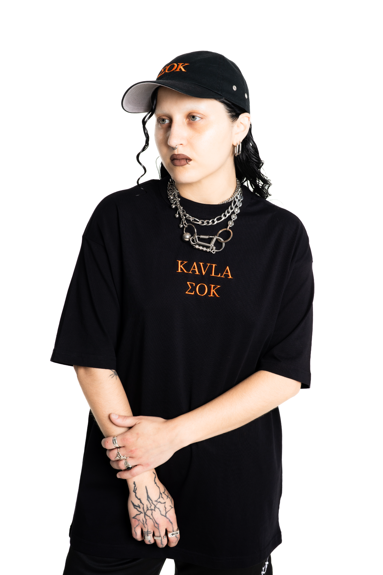 KAVLA ΣΟΚ T-shirt - Black with Orange