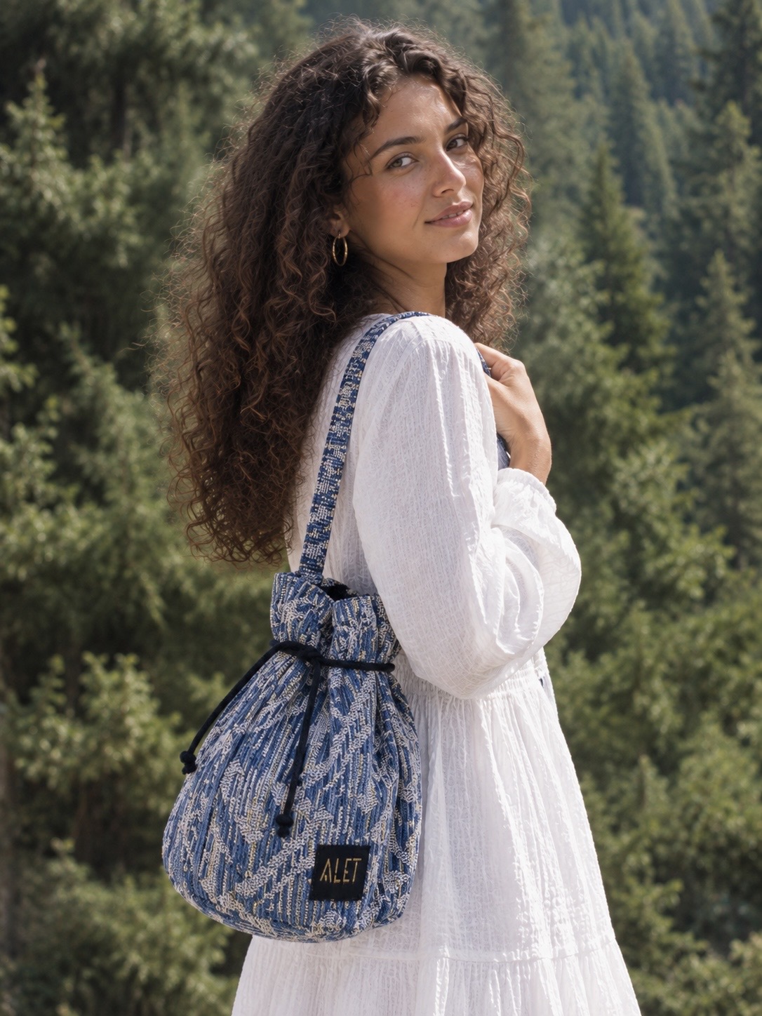 Bucket bag in Blue Pattern