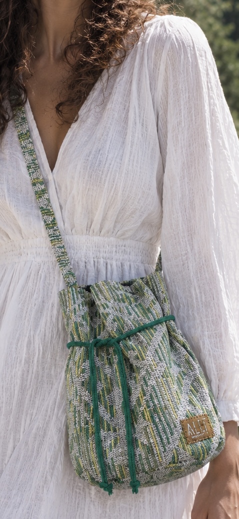     Green Patterned Bucket Bag