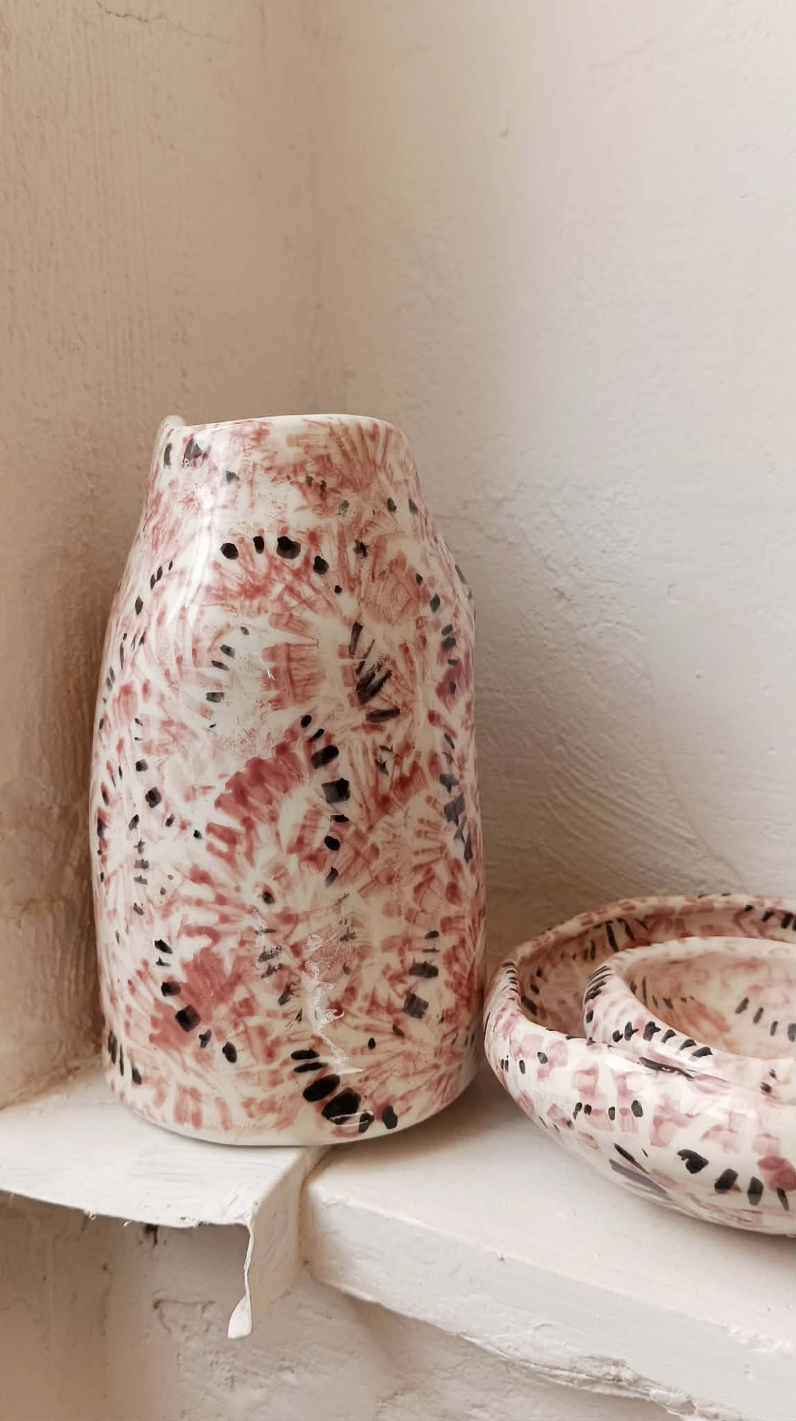 ceramic vase & bowls ~rosa~