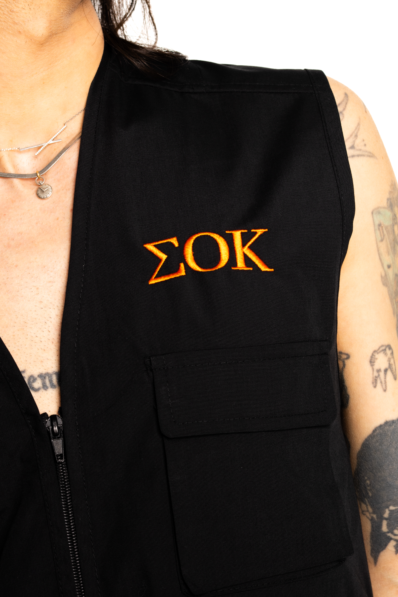 ΣΟΚ zip-up safari vest - Black