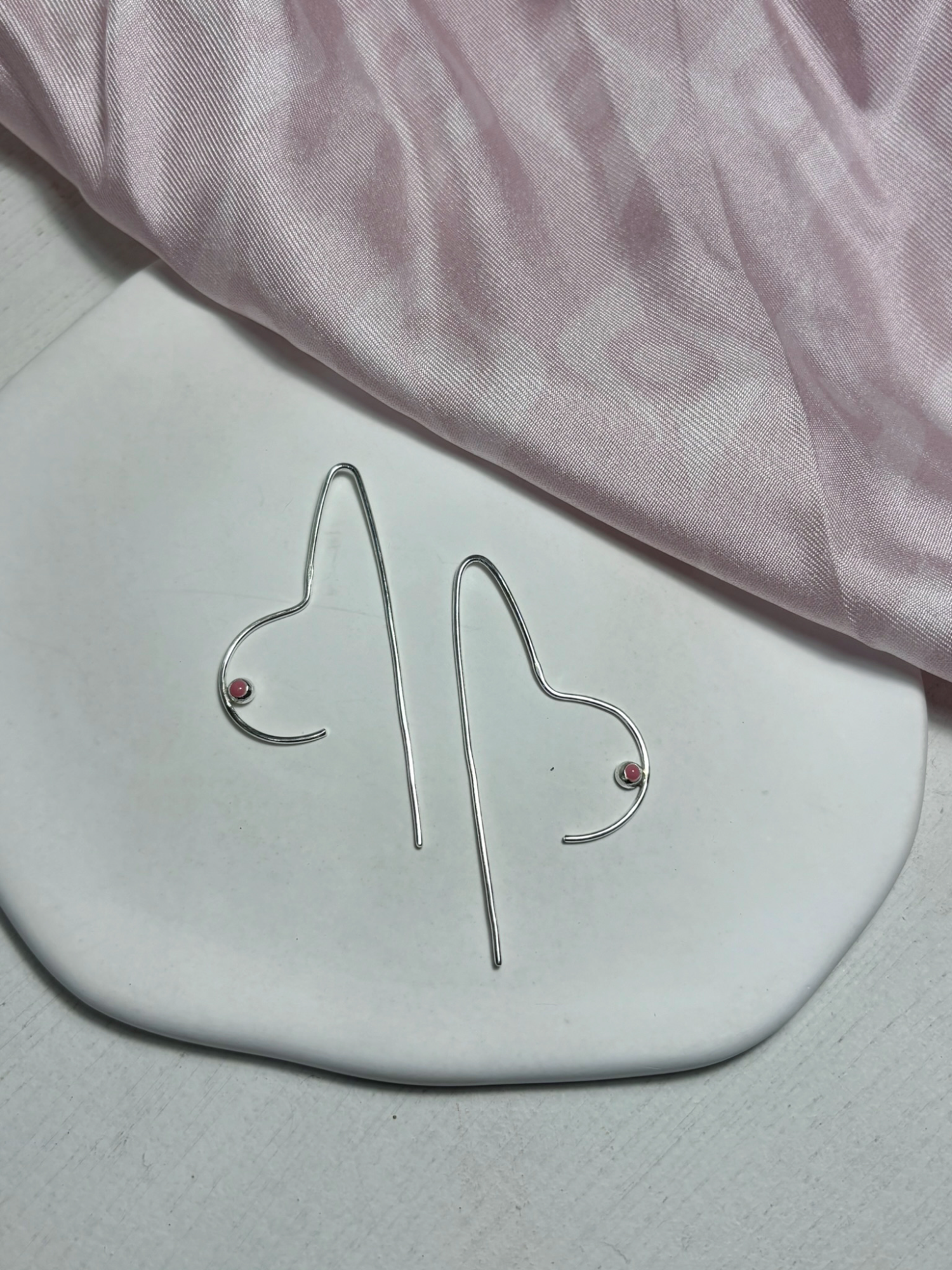"Pink Power" wire earrings