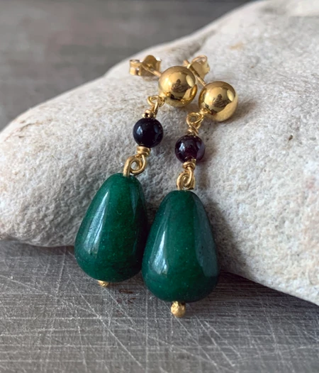 Carnelian and Jade Wizard Earrings