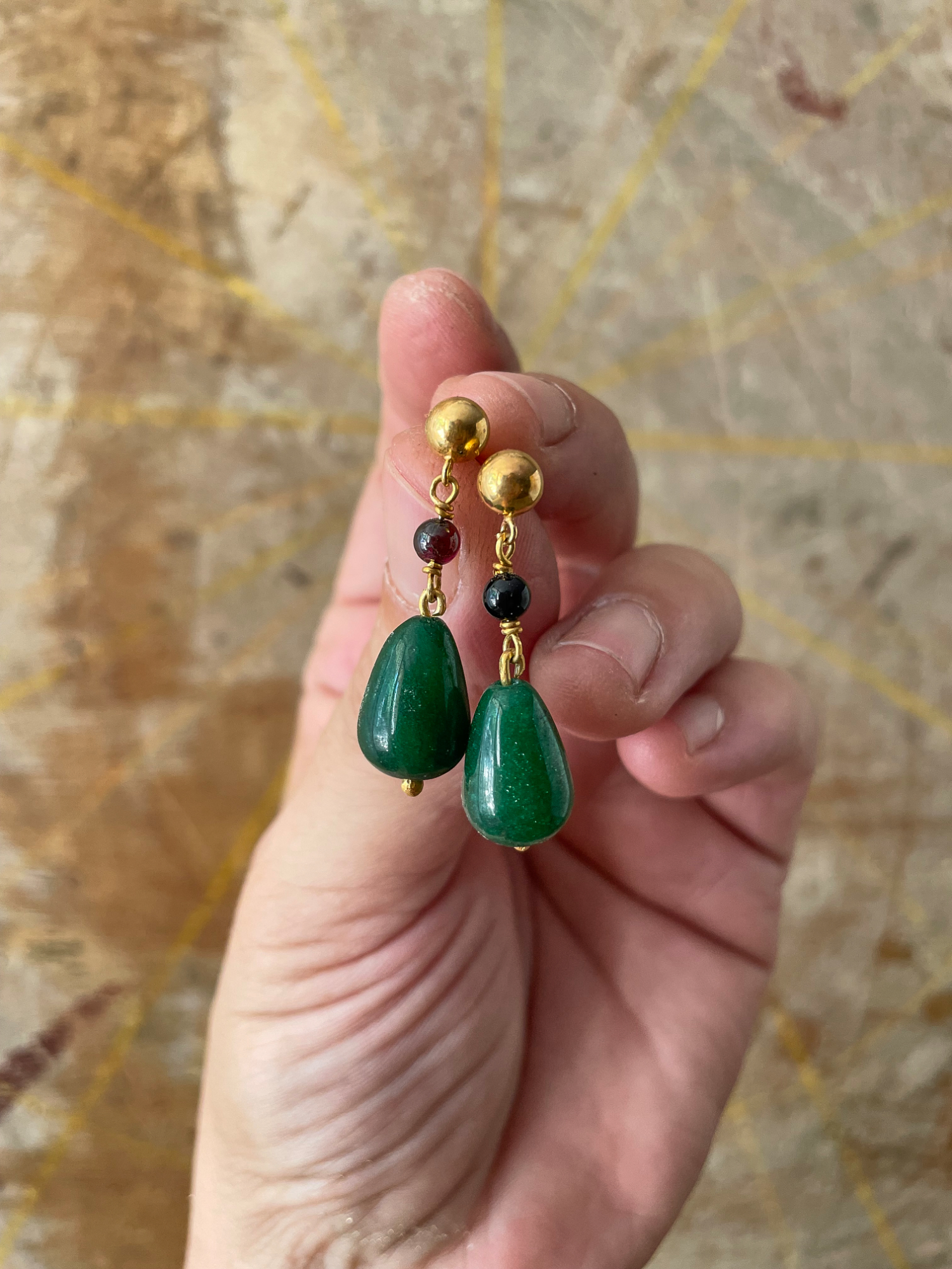 Jade and Garnet Wizard Earrings