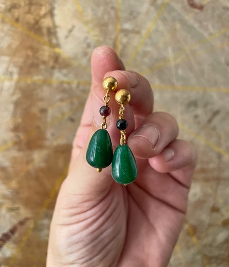 Jade and Garnet Wizard Earrings