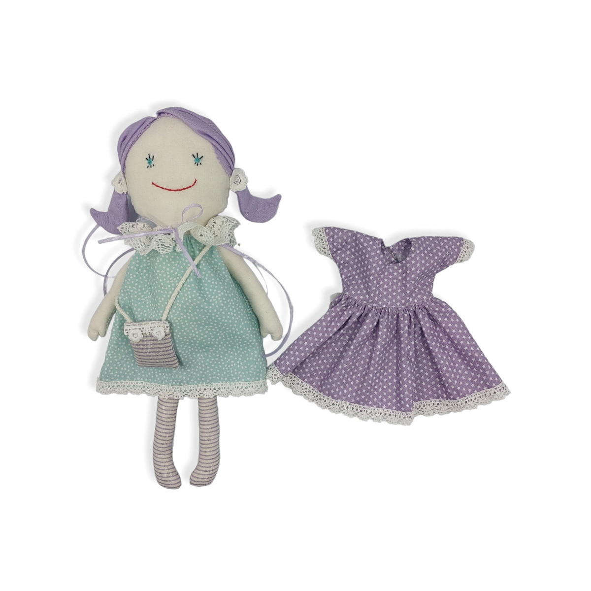 Κουκλίτσα Λεβαντένια με φορεματάκι