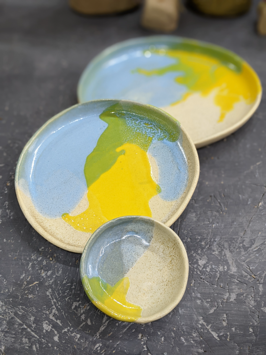 Handmade Ceramic Plate with different glazes