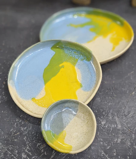 Handmade Ceramic Plate with different glazes