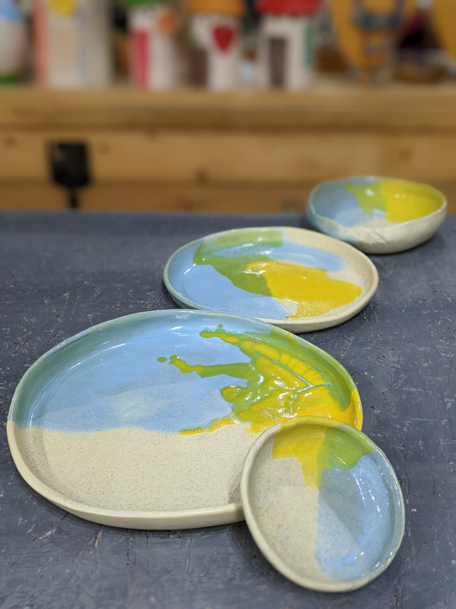 Handmade Ceramic Plate with different glazes