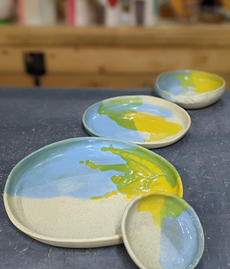 Handmade Ceramic Plate with different glazes