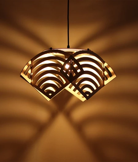 Wooden Lampshade Tanikaze Abstract