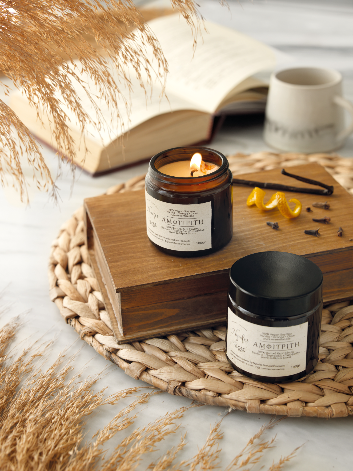 Φυτικό κερί σόγιας σε γυάλινο βαζάκι