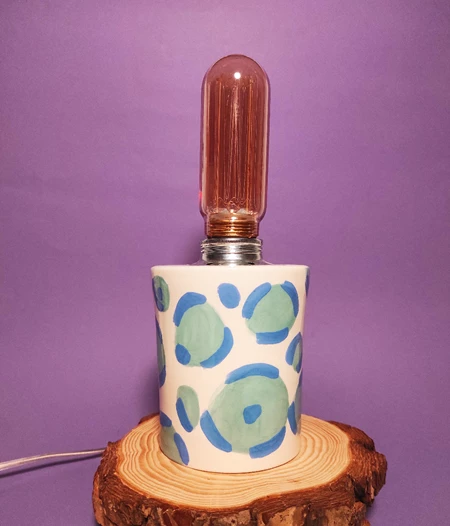 Handmade ceramic table lamp animal print