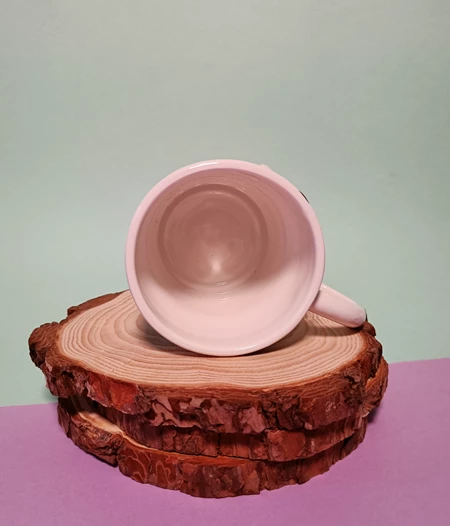 Ceramic mug with pink animal print