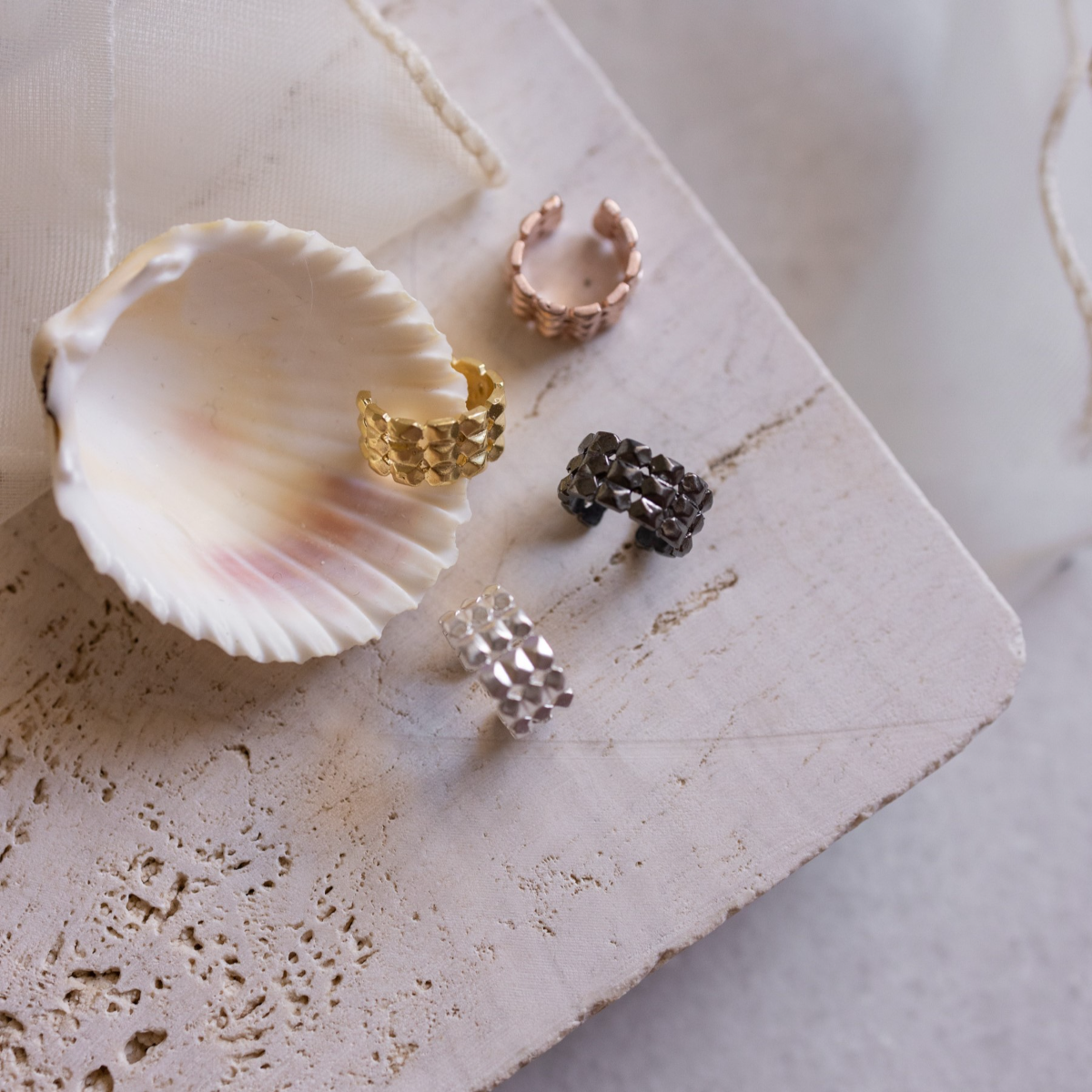 Pyramid Cluster Ear Cuff