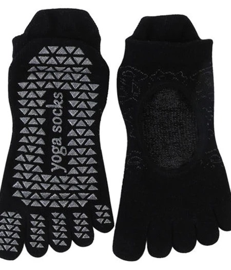 Niyamas Anti-Slip Socks for Yoga and Pilates with Shaped Toes (Black)