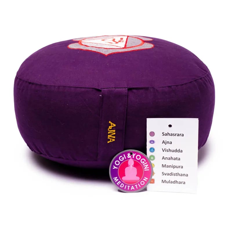 Meditation Cushion Chakra 6 Purple Embroidered 33X17cm
