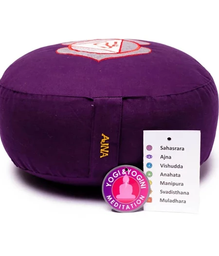 Meditation Cushion Chakra 6 Purple Embroidered 33X17cm
