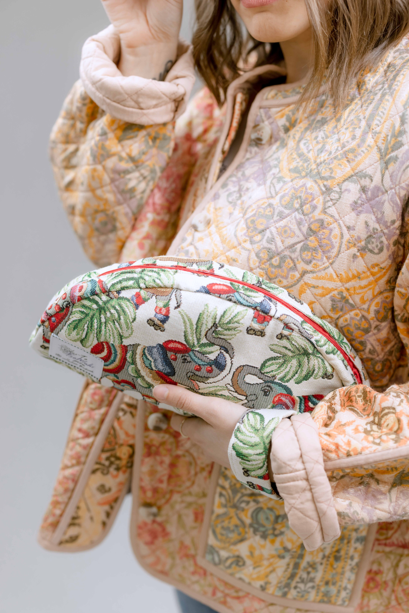 Boho τσάντα χειρός ‘Green leaf elephant’