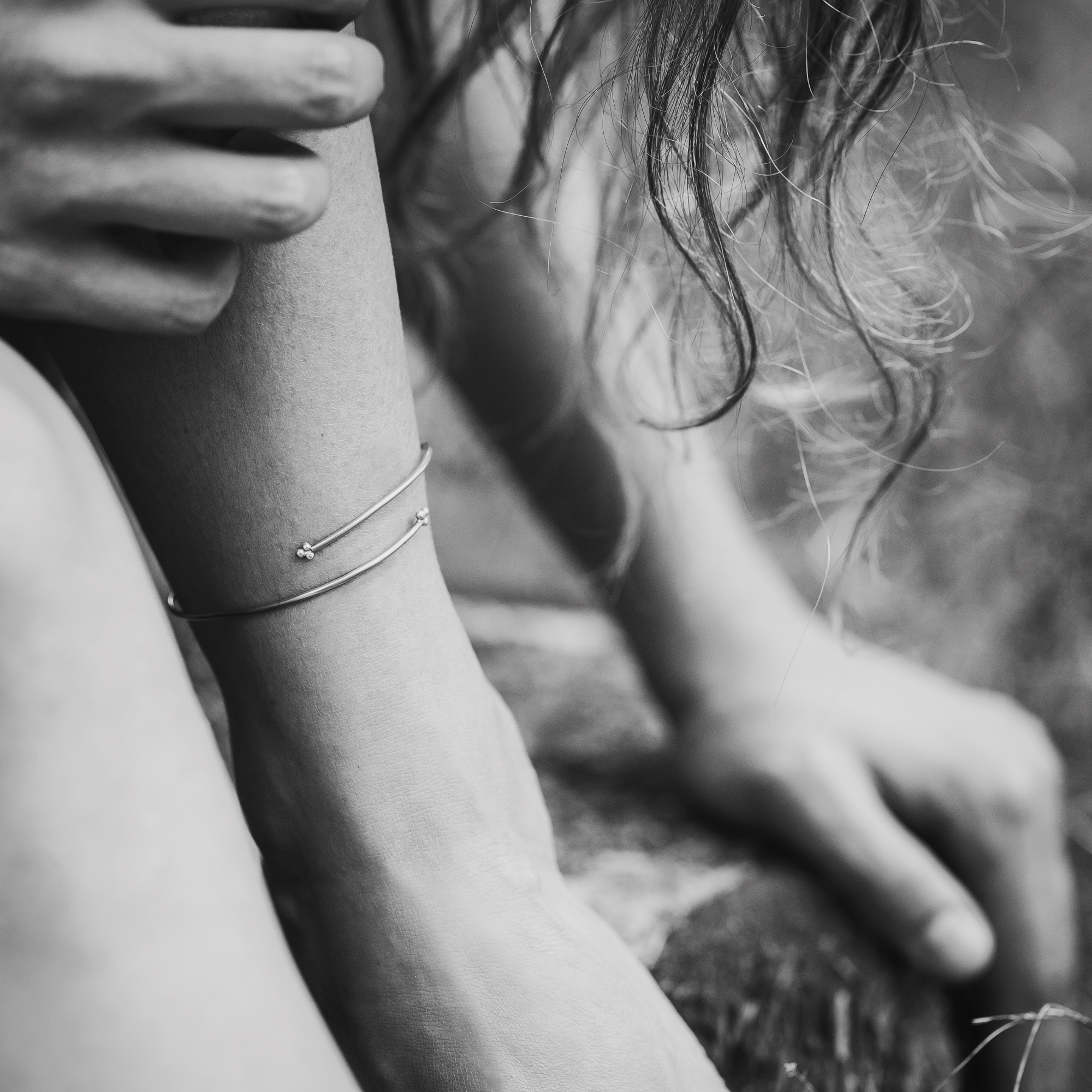 Three dots silver anklet