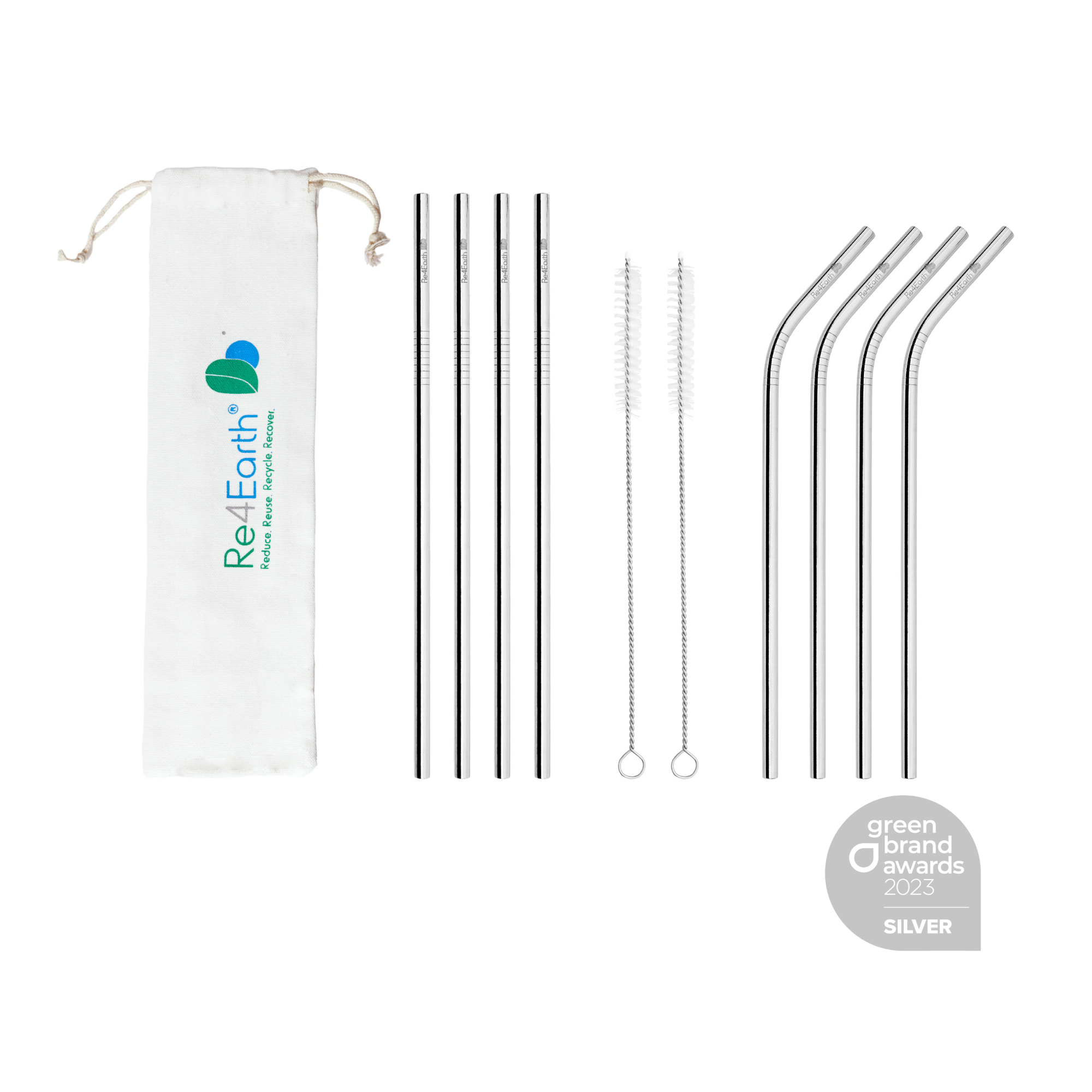 Re4Earth Metal Straws | 8x Set