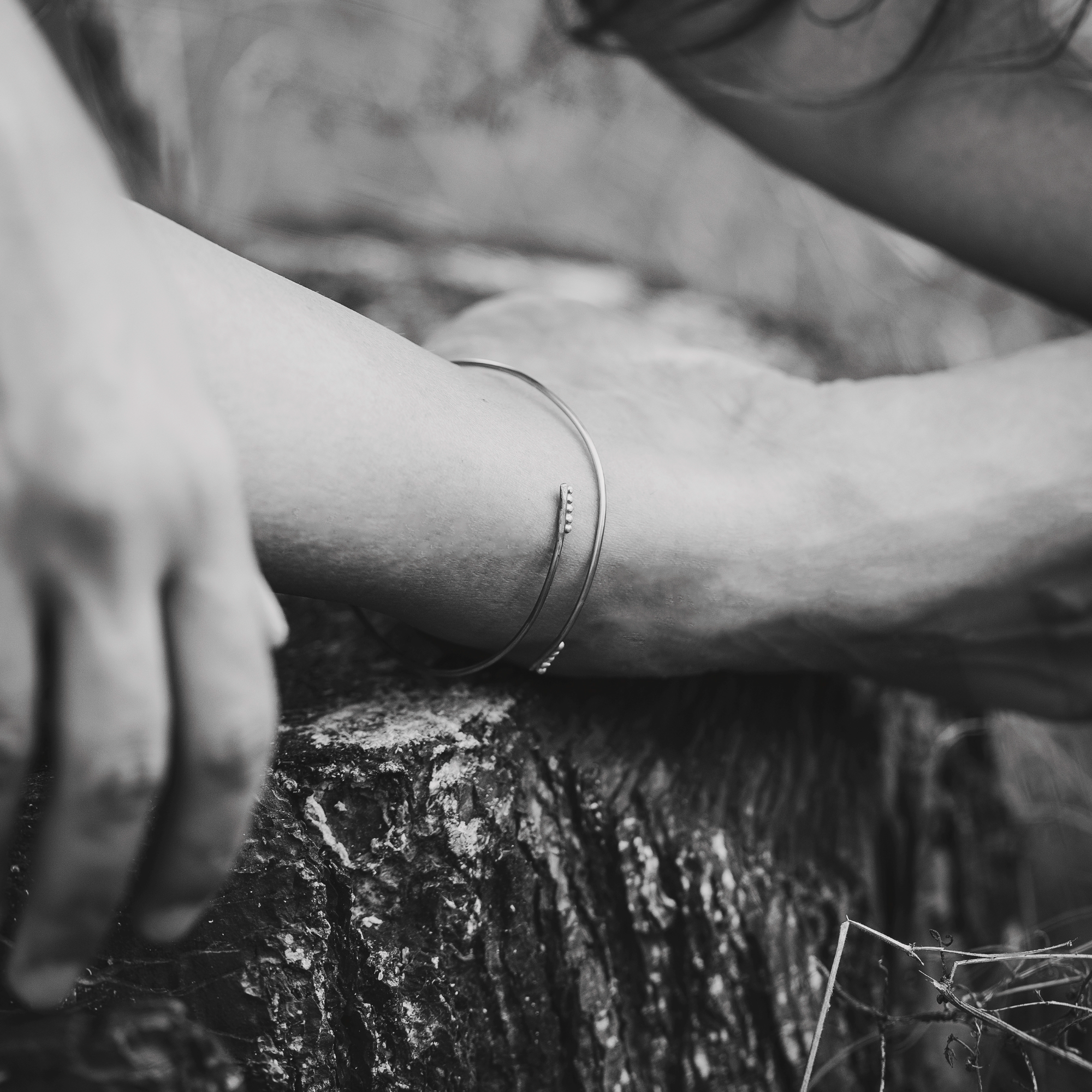 Line Dots Silver Anklet