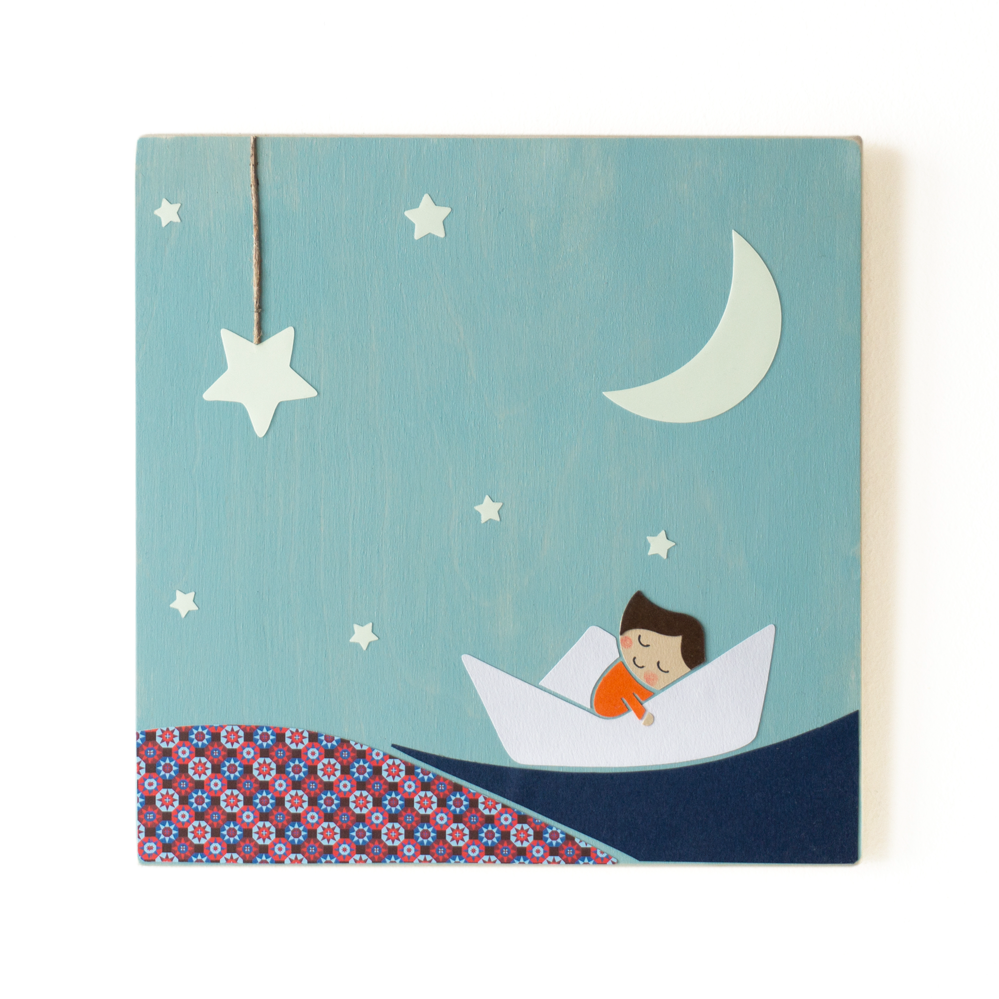 Ξύλινος παιδικός πίνακας "χάρτινη βαρκούλα"