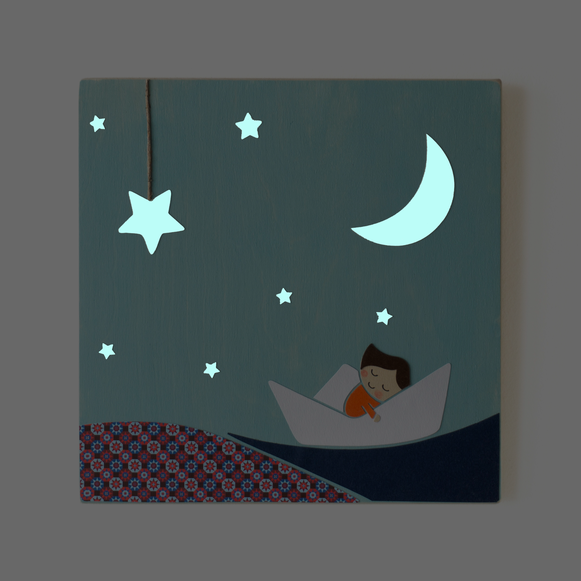 Ξύλινος παιδικός πίνακας "χάρτινη βαρκούλα"