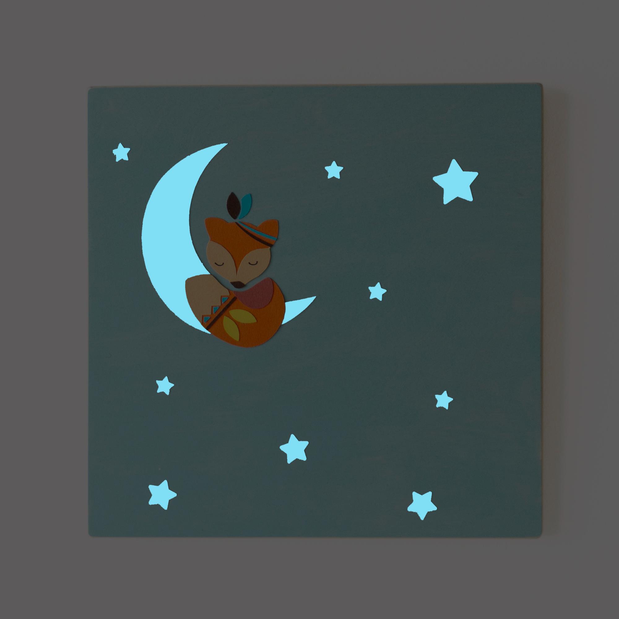 Παιδικός πίνακας με φεγγάρι και αλεπού