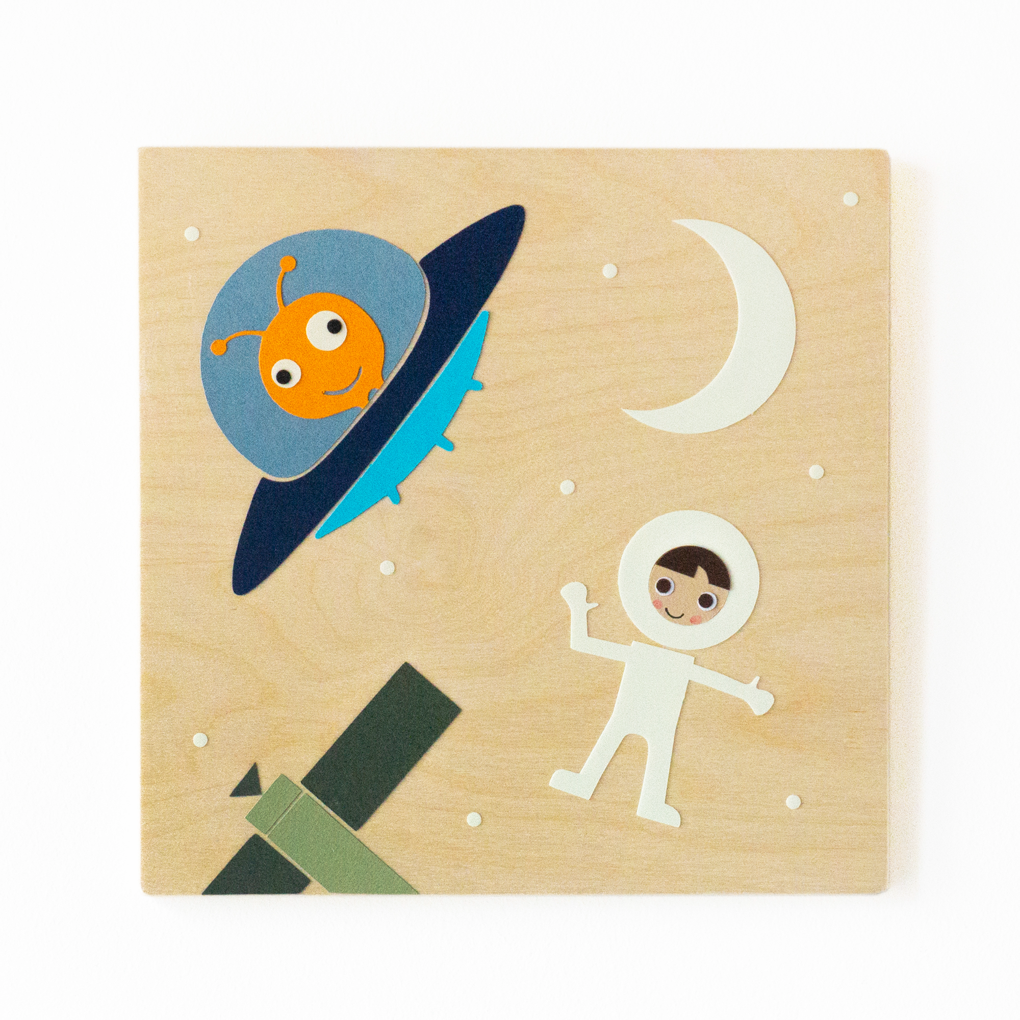 "Διάστημα" ξύλινος παιδικός πίνακας