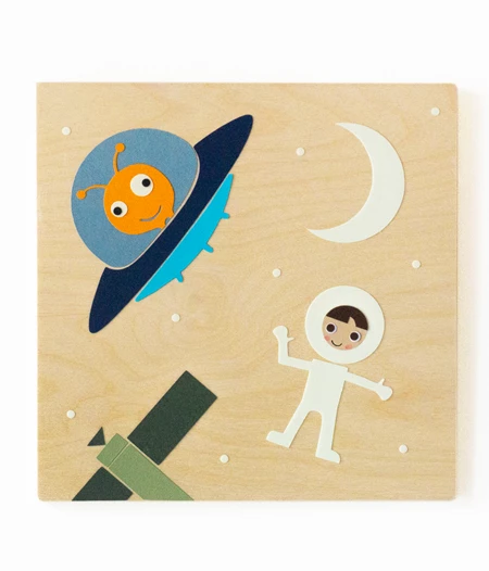 "Διάστημα" ξύλινος παιδικός πίνακας