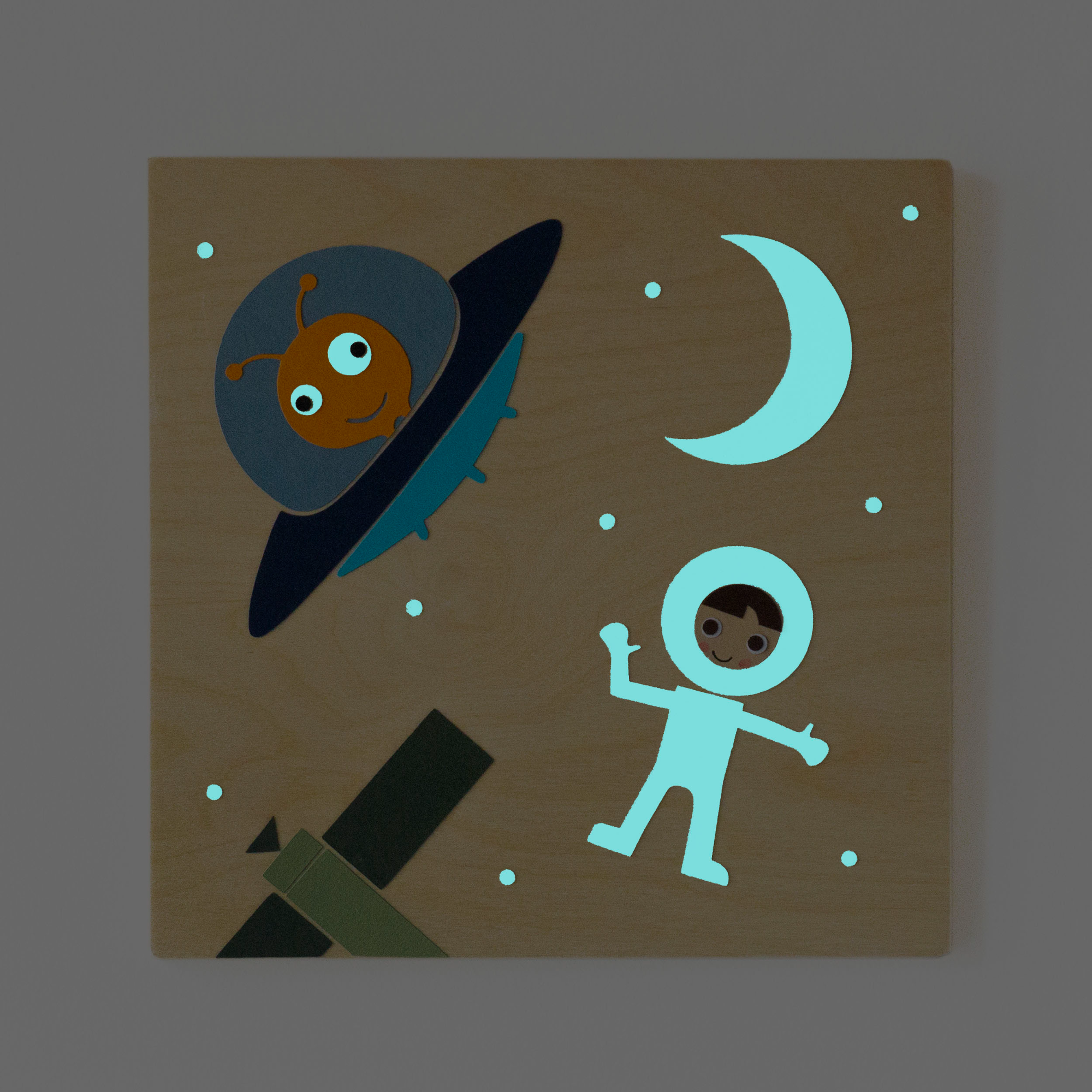 "Διάστημα" ξύλινος παιδικός πίνακας