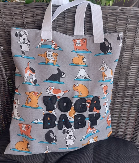 Unique tote bag, the yoga dogs!