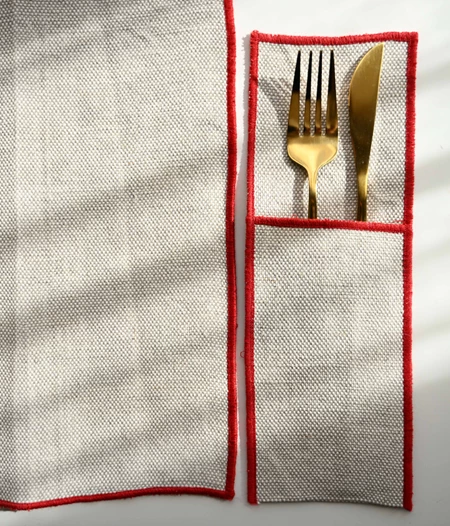 Christmas Λινά Σουπλά και Πιρουνοθήκες