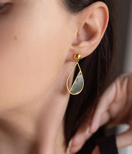 Earrings Two Drops, with enamel or oxidationi