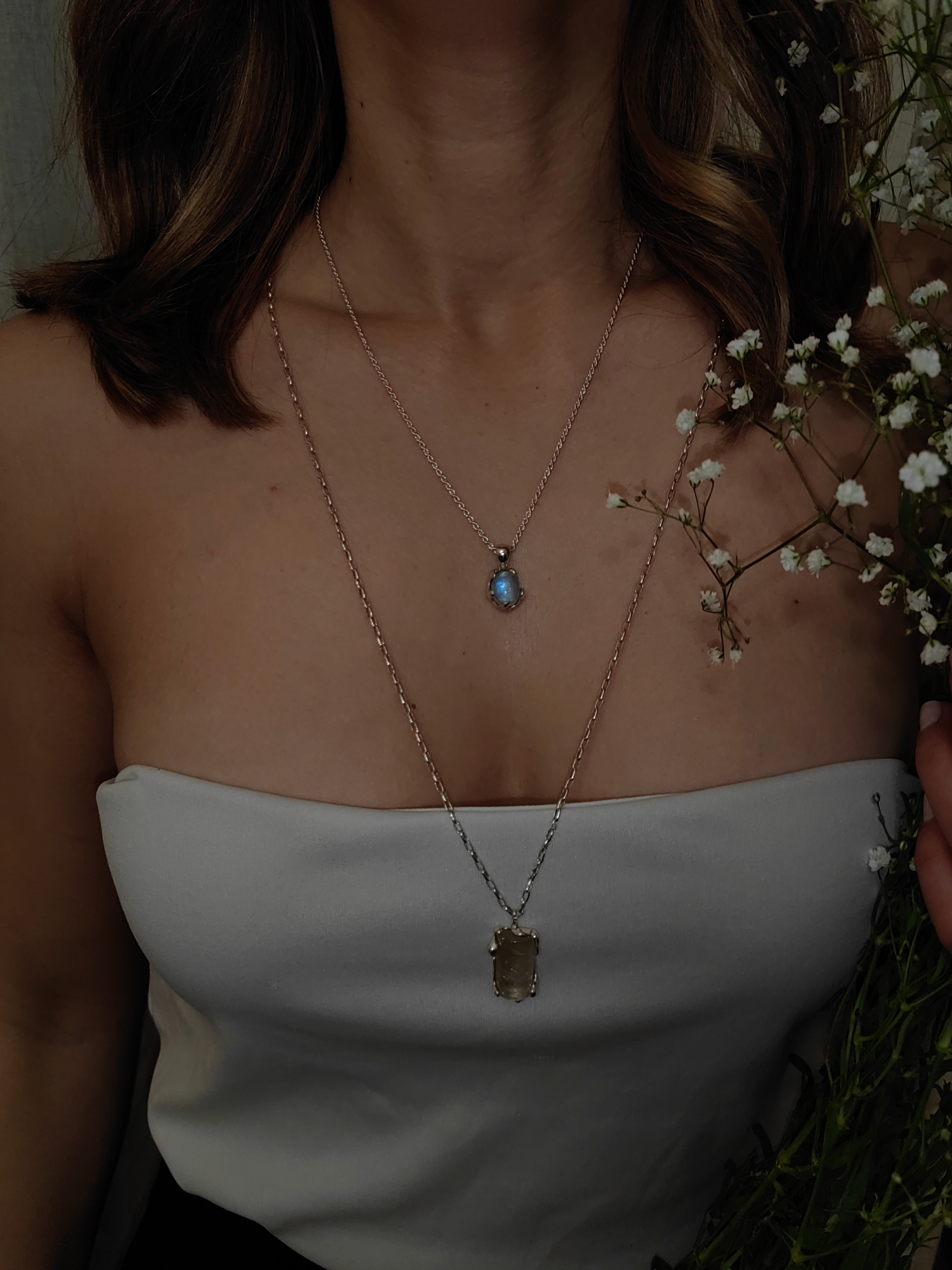 Melted moonstone necklace