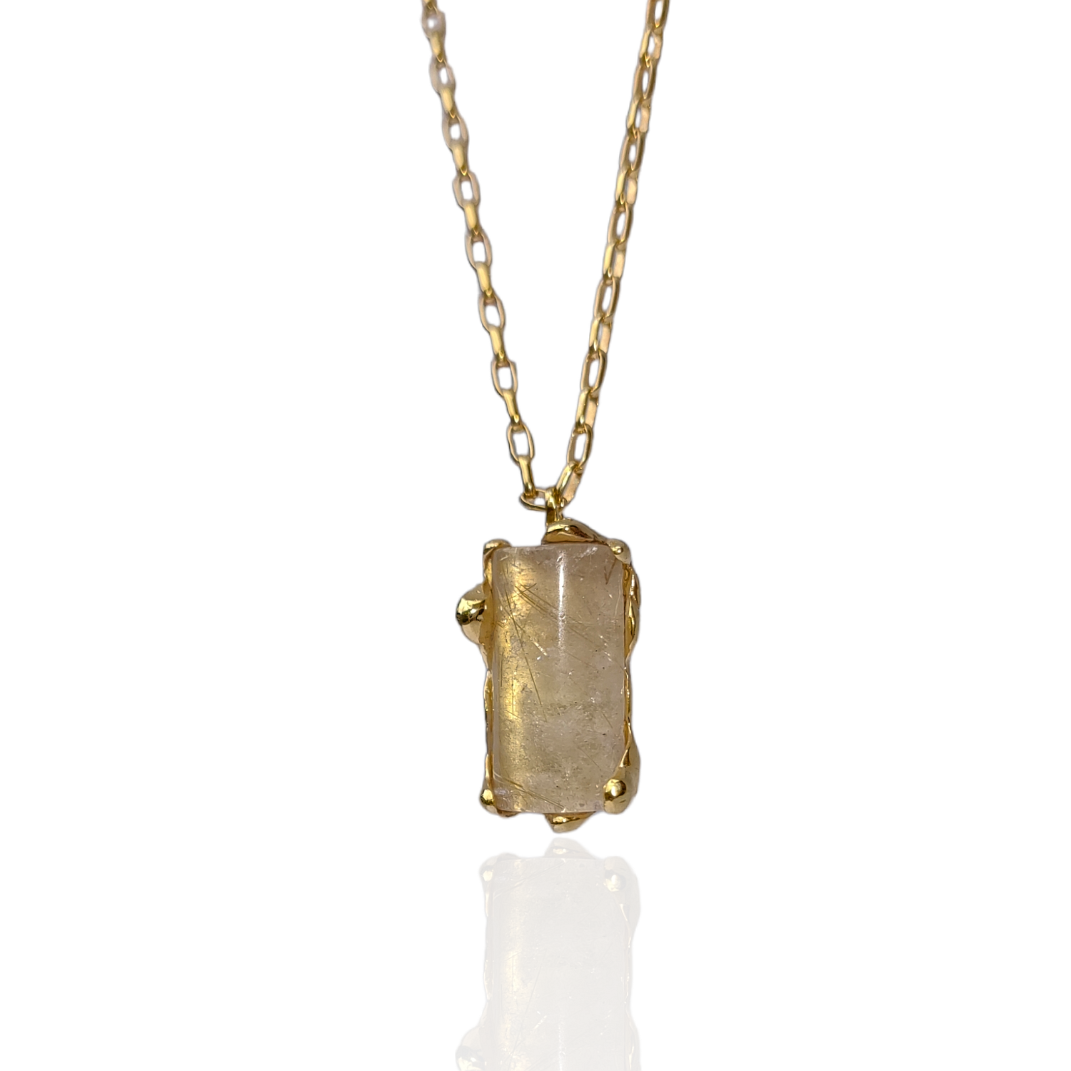 Melted rutilated quartz necklace