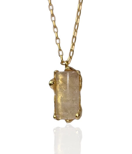 Melted rutilated quartz necklace
