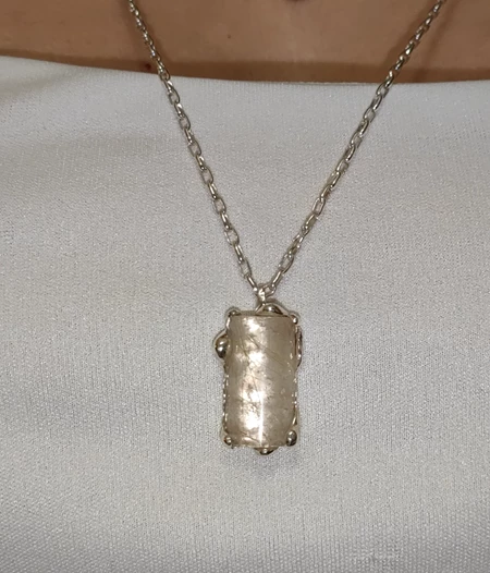 Melted rutilated quartz necklace